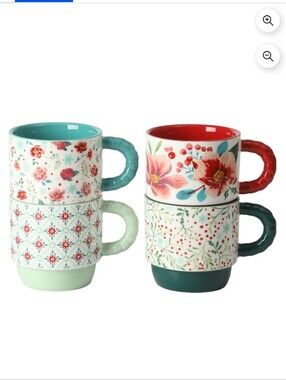 New The Pioneer Woman Merry Meadows Mugs 4 Piece Set